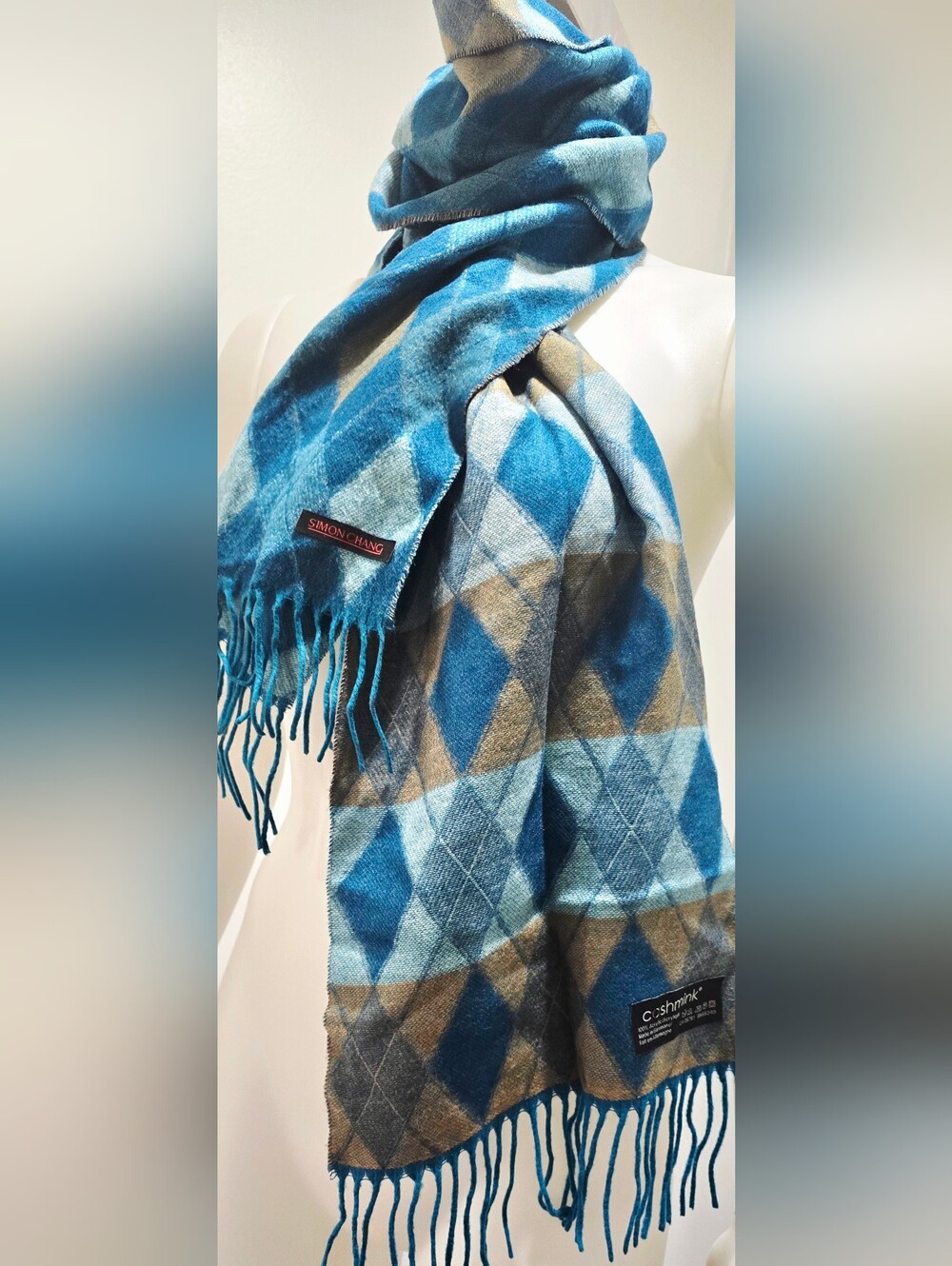 Simon Chang Women's Diamond-Check Acrylic Scarf